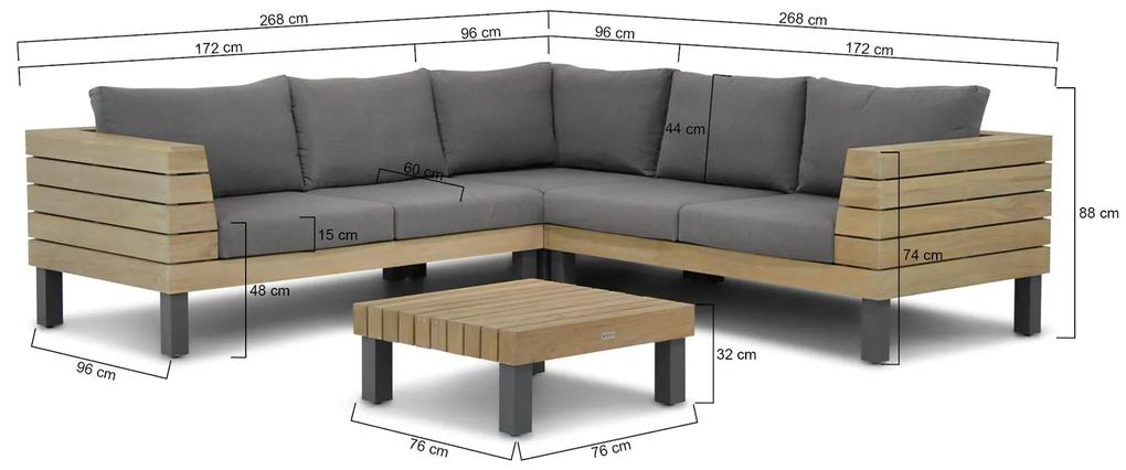 Hoek loungeset  Teak Old teak greywash 5 personen Lifestyle Garden Furniture Atlantic