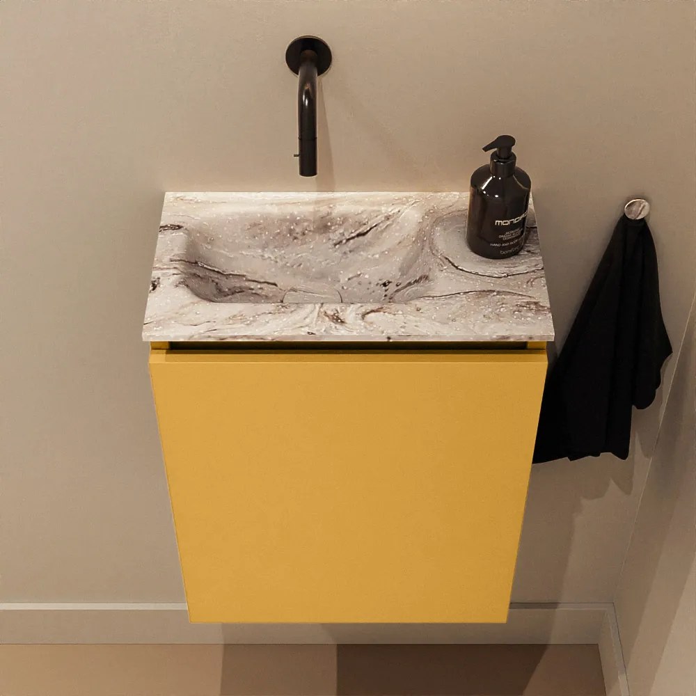 Mondiaz Ture DLux toiletmeubel 40cm ocher met wastafel glace links zonder kraangat