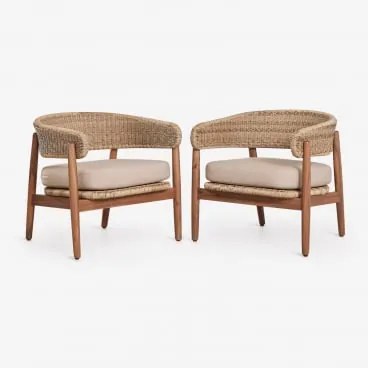 Pack Van 2 Tuinstoelen Van Acaciahout En Synthetisch Riet Ribeira Acacia Bruin - Sklum