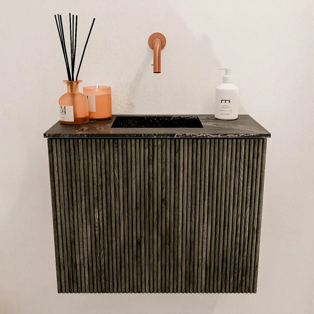 Mondiaz Joya DLux 50cm toiletmeubel shadow met wastafel faye midden zonder kraangat lava