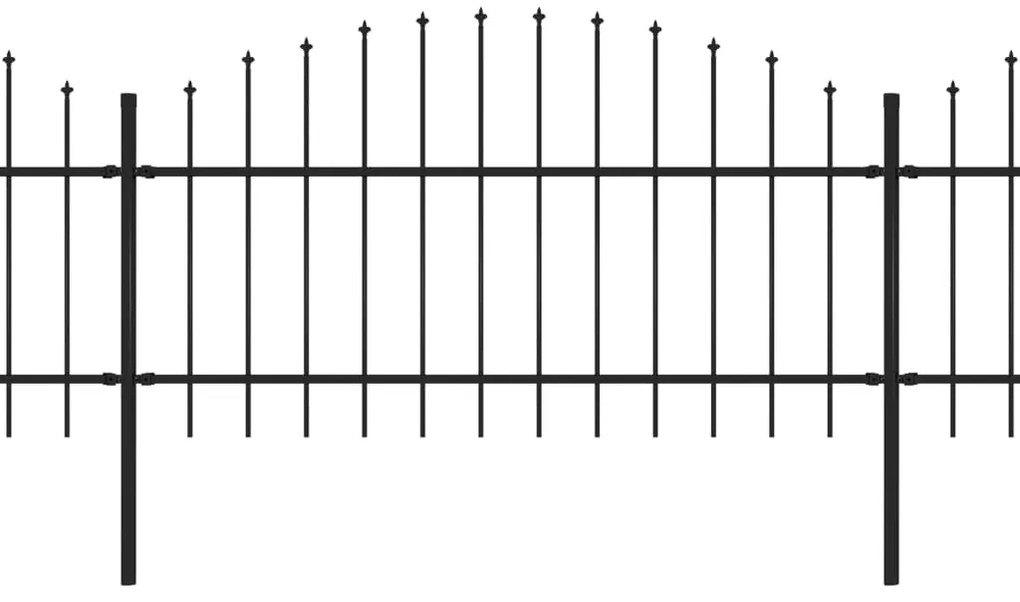 vidaXL Tuinhek met speren bovenkant (1-1,25)x13,6 m staal zwart