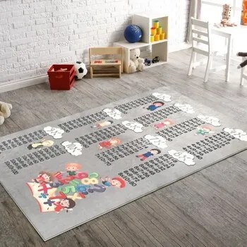 Kleden Zilver Mani Textile  Multiplicatie tafel kinderen vloerkleed