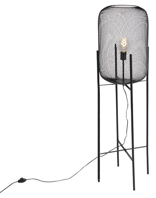 Moderne vloerlamp zwart 135cm - Bliss Mesh Modern E27 Draadlamp rond Binnenverlichting Lamp