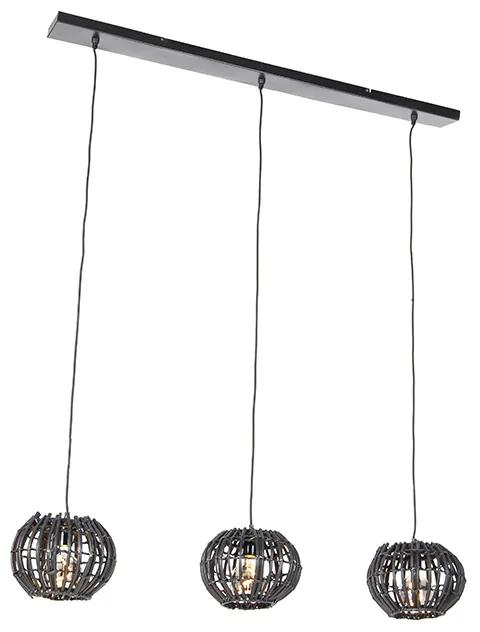 Eettafel / Eetkamer Landelijke hanglamp zwart langwerpig 3-lichts - Canna Landelijk E27 Binnenverlichting Lamp
