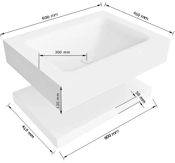 Zaro Alan badmeubel 60cm met planchet urban en vrijhangende wastafel cloud midden 1 kraangat urban
