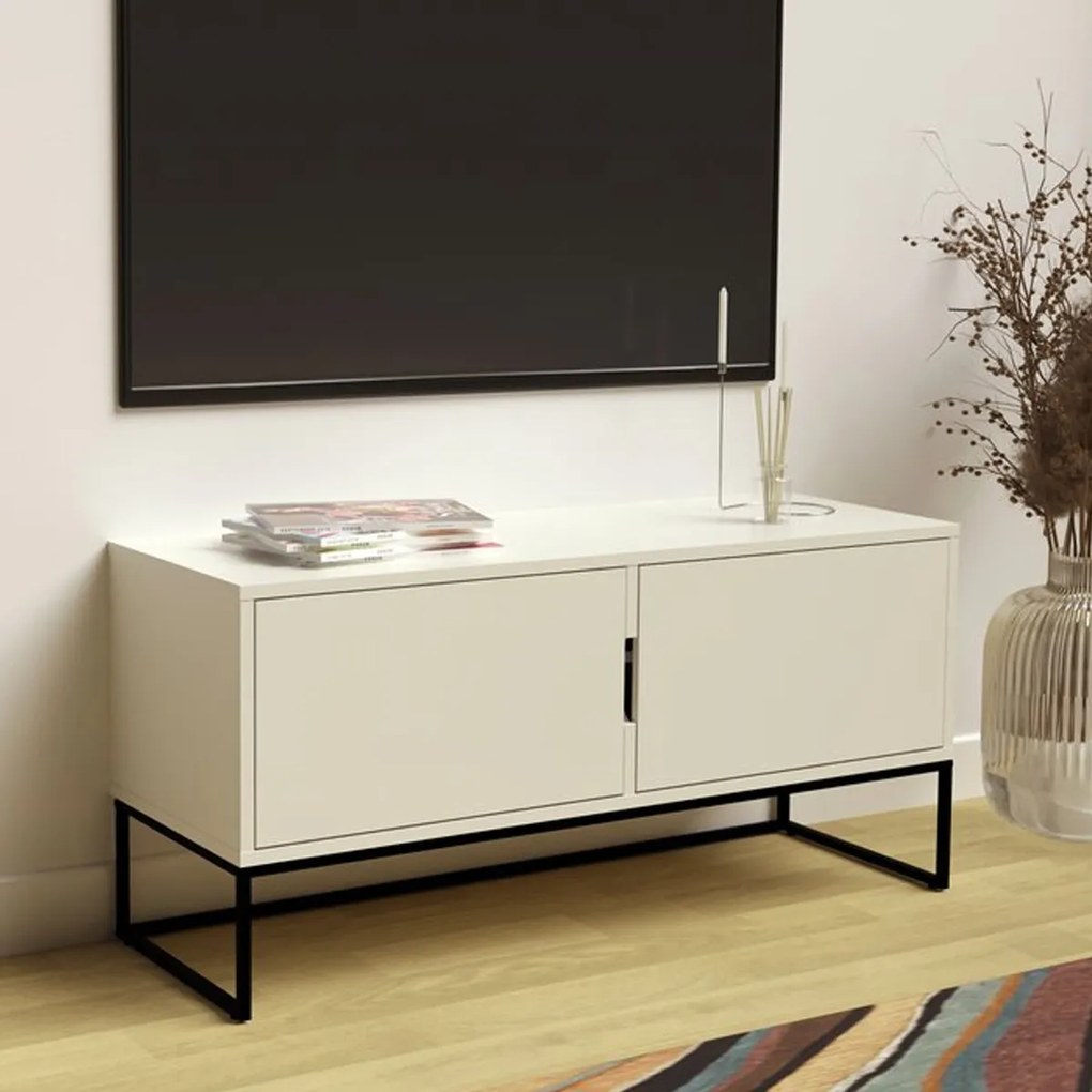 Tenzo Lipp Tv-meubel Met 2 Deuren Wit - 118x43x57cm.