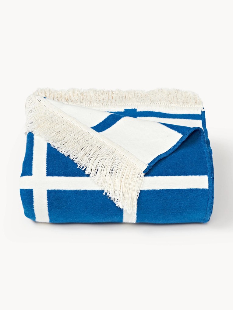 Geruite zachte katoenen plaid Edison met franjes