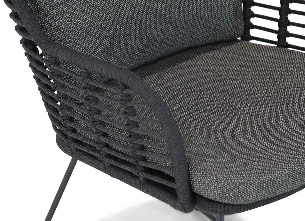 Tuinset Ronde Tuintafel 6 personen Rope Grijs 4 Seasons Outdoor Fabrice/Ancona