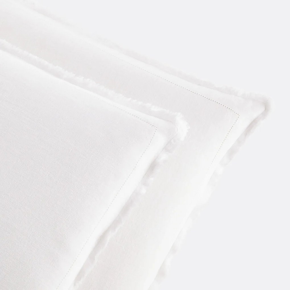 Kussensloop in gewassen linnen, laddersteek, Linot