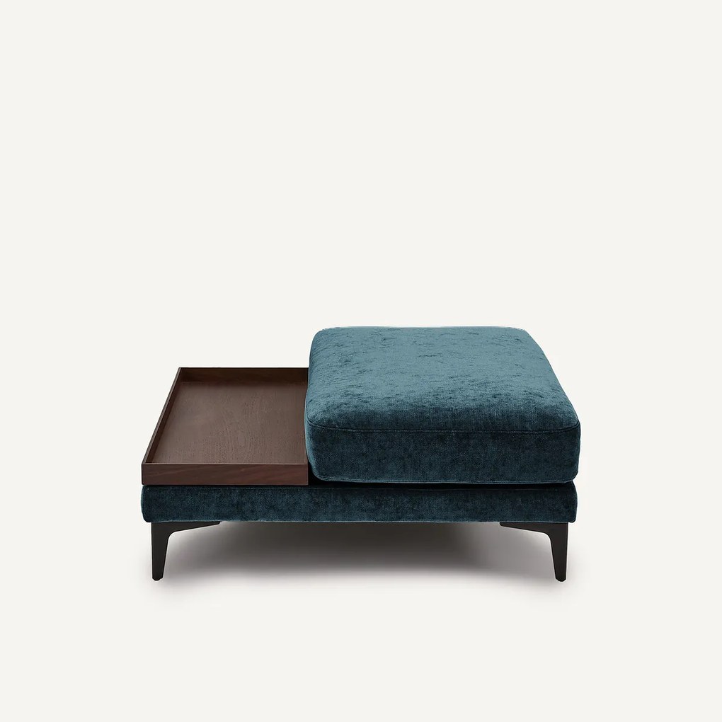 Voetensteun met dienblad, fluweelmix, MODERNISTE, ontwerp Emmanuel Gallina