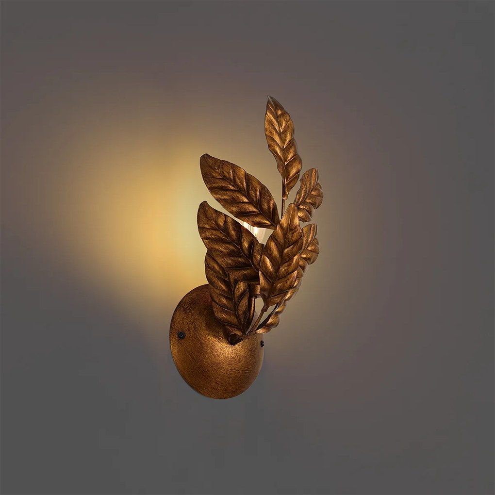Art Deco wandlamp antiek goud - Linden