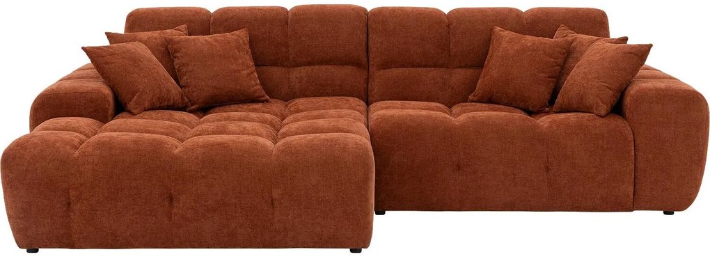 Goossens Excellent Bank Kubus - 40 X 40 Cm Stiksel rood, stof, 1,5-zits, modern design met chaise longue rechts