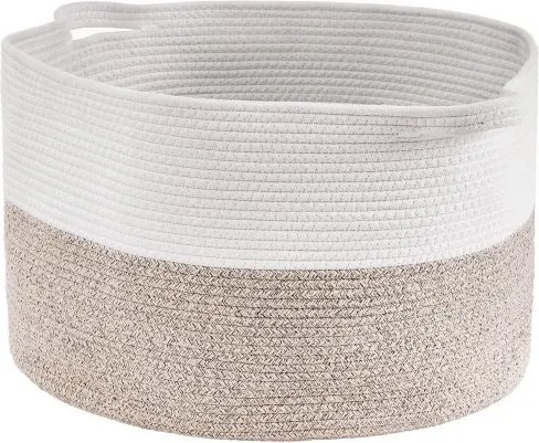 VEVOR Katoenen mand 508 x 508 x 330 mm, dekenmand, 67 L, mand van katoenen touw, geweven mand met handvatten, wasmand, opvouwbaar, opbergmand voor het organiseren van kleding, kinderspeelgoed en kussens