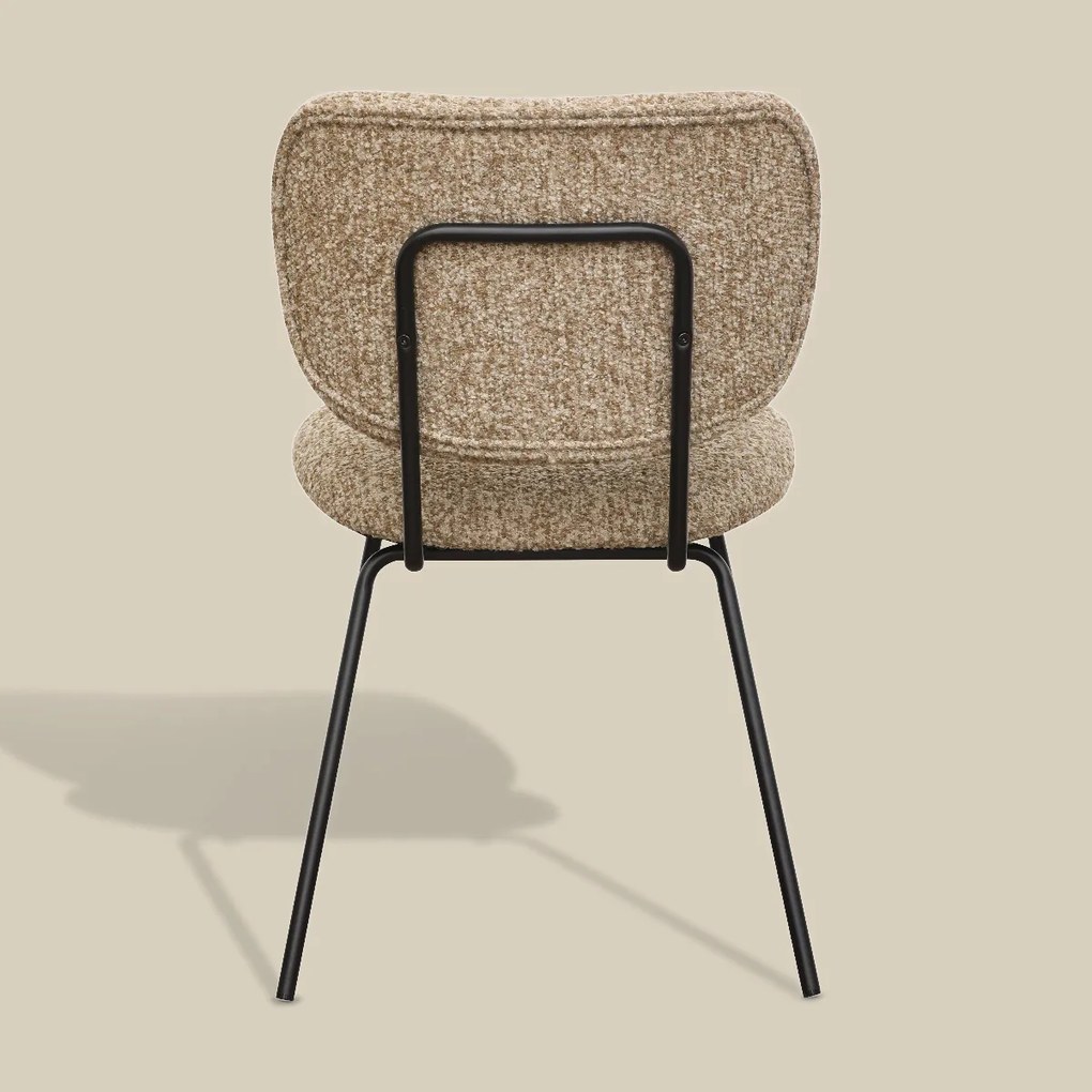 Moderne Eetkamerstoel Beige Boucle