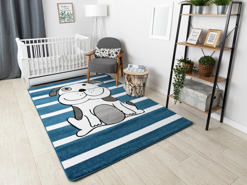 Tapijt PETIT PUPPY HOND HONDJE blauw