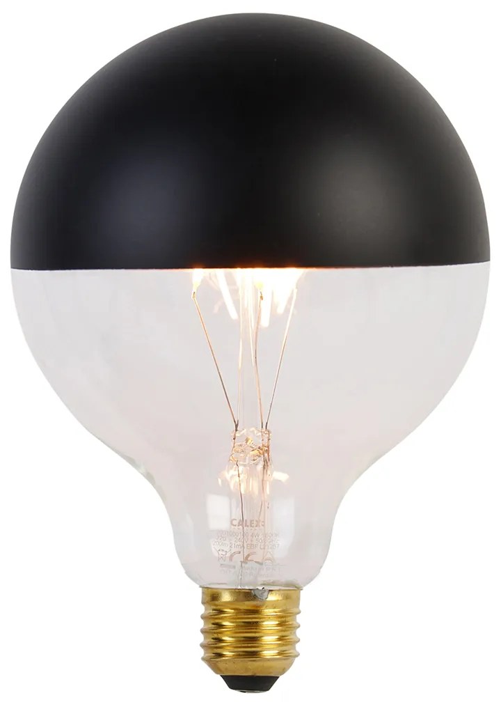 Stoffen Hanglamp zwart 46 cm incl. G125 kopspiegel zwart dimbaar - Leia Landelijk E27 rond Binnenverlichting Lamp