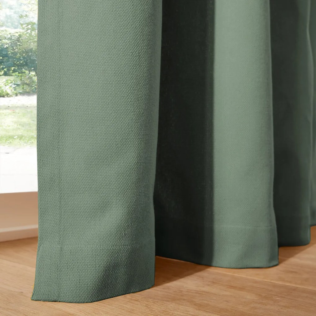Effen oogjesgordijn van geweven katoenen Panama