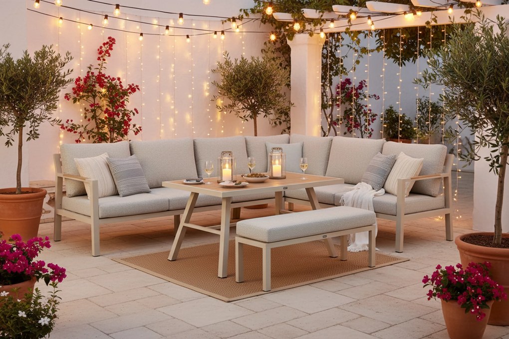 Dining Loungeset 6 personen Aluminium Taupe Lifestyle Garden Furniture Campa