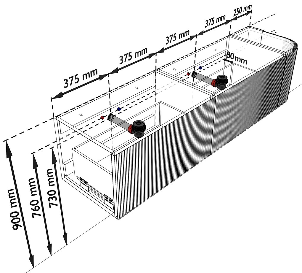 Mondiaz Kurve-dlux 175cm badmeubel ronding rechts oak met 2 lades en 1 deur en wastafel stor small dubbel/links 2 kraangaten lava