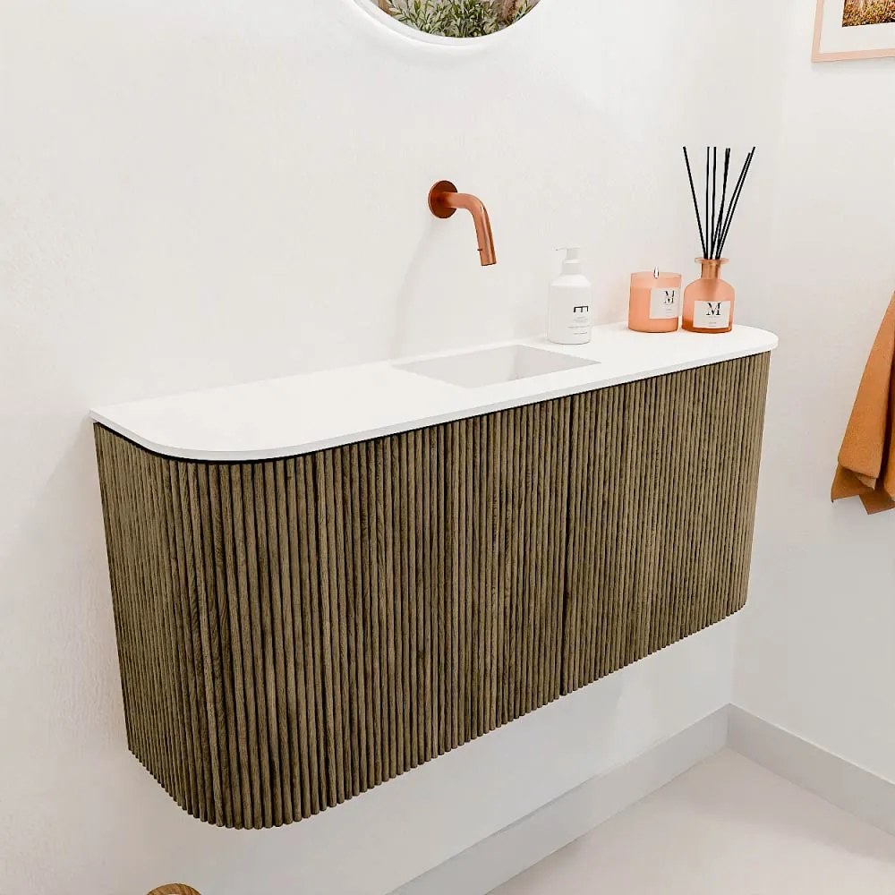 Mondiaz Joya 95cm toiletmeubel ronding links/rechts dusk met wastafel faye midden zonder kraangat talc