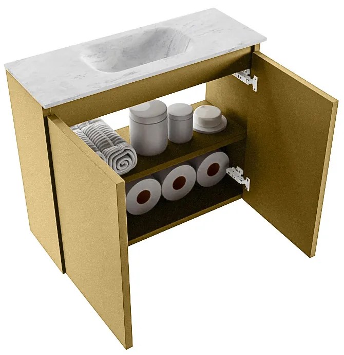 Mondiaz Ture DLux toiletmeubel 60cm oro met wastafel opalo midden zonder kraangat