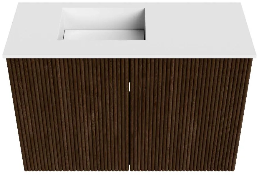 Mondiaz Joya 60cm toiletmeubel walnut met wastafel faye links 1 kraangat talc