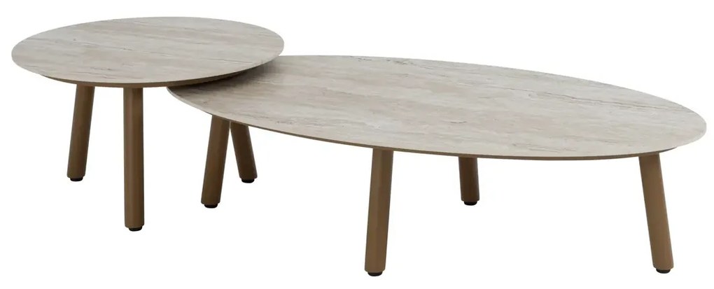 Taste by 4 Seasons Salute salontafel amber met rond keramisch tafelblad Ø 60 cm (H 35 cm) Loungetafel   beige weerbestendig
