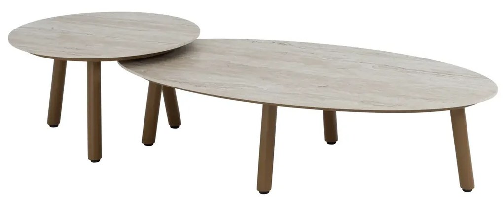 Taste by 4 Seasons Salute salontafel amber met rond keramisch tafelblad Ø 60 cm (H 35 cm) SALE Loungetafel beige weerbestendig