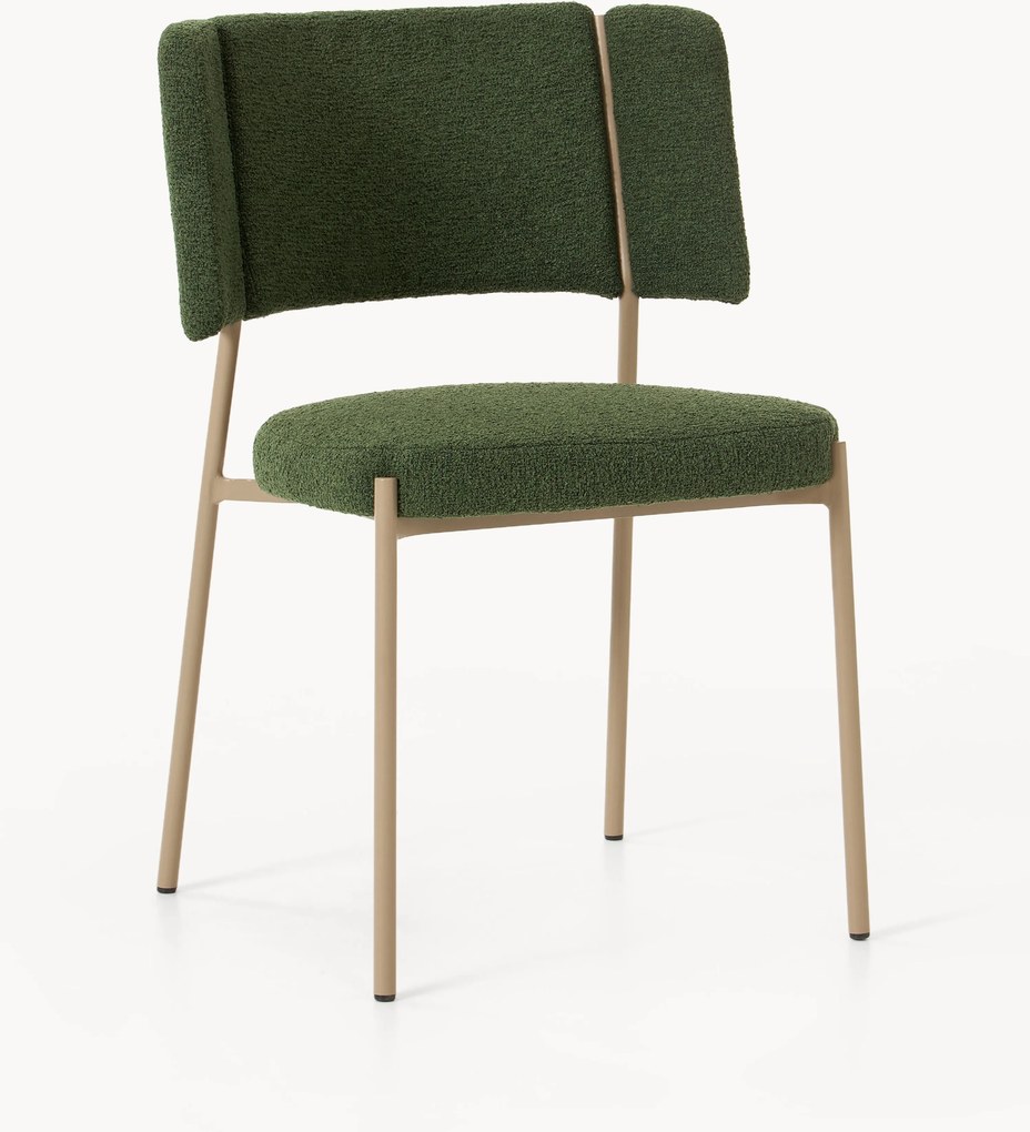 Gestoffeerde bouclé eetkamerstoelen Samantha, 2 stuks