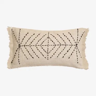 Rechthoekig Kussen 30x50 Cm Van Iguatu-katoen Beige – Crème - Sklum