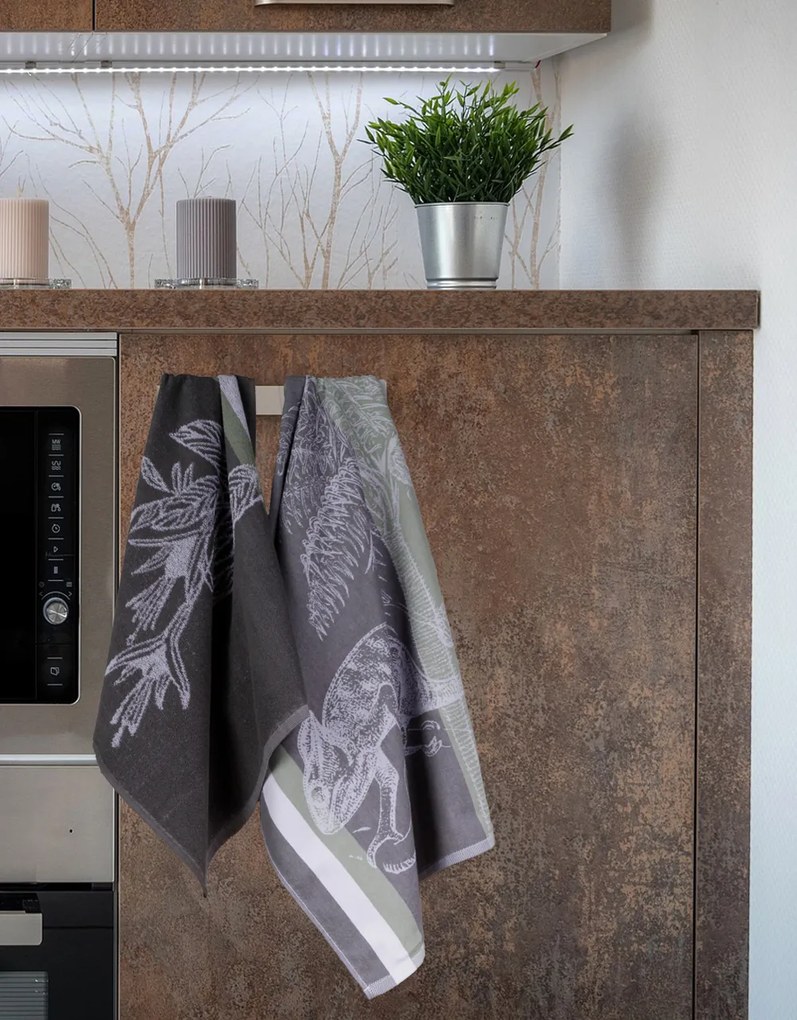 Keukendoek jungle – 6 stuks – 50×50 – antraciet