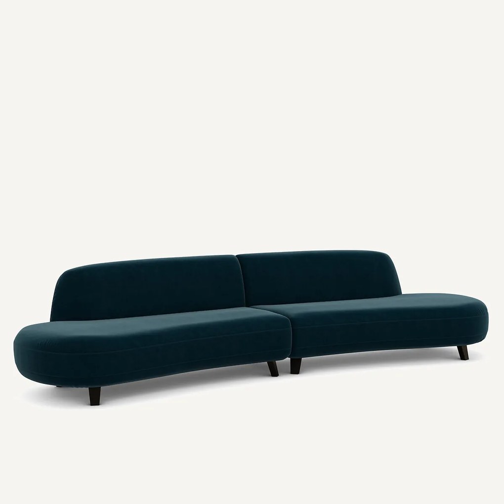 6-zits fluwelen bank, Rosebury, ontwerp Emmanuel Gallina