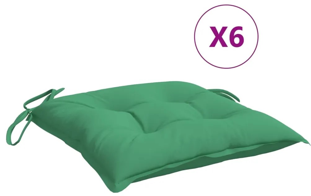 vidaXL Stoelkussens 6 st 50x50x7 cm stof groen