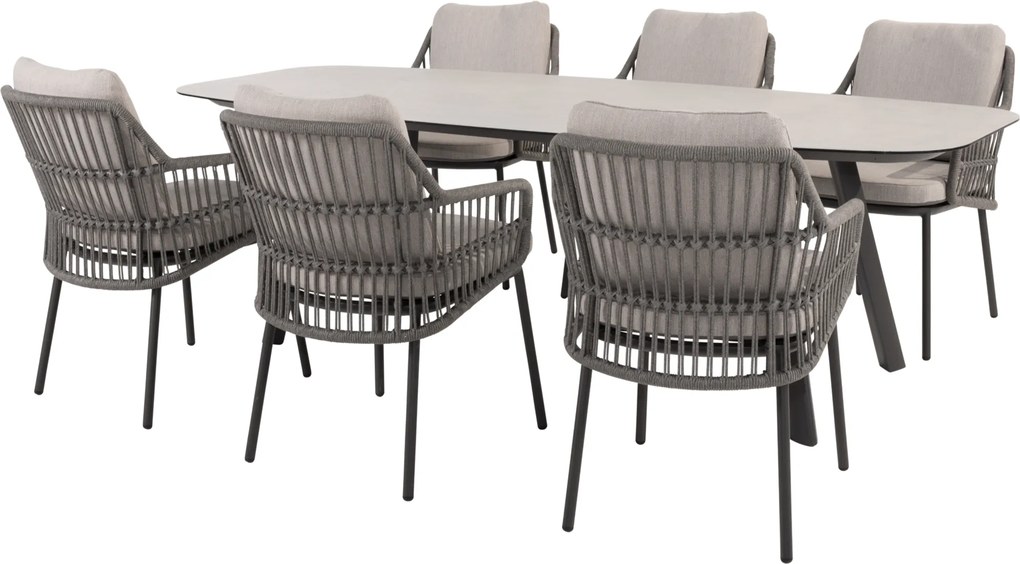 Manolo Alicante dining tuinset 240x103xH75 cm 7 delig antraciet Taste 4SO