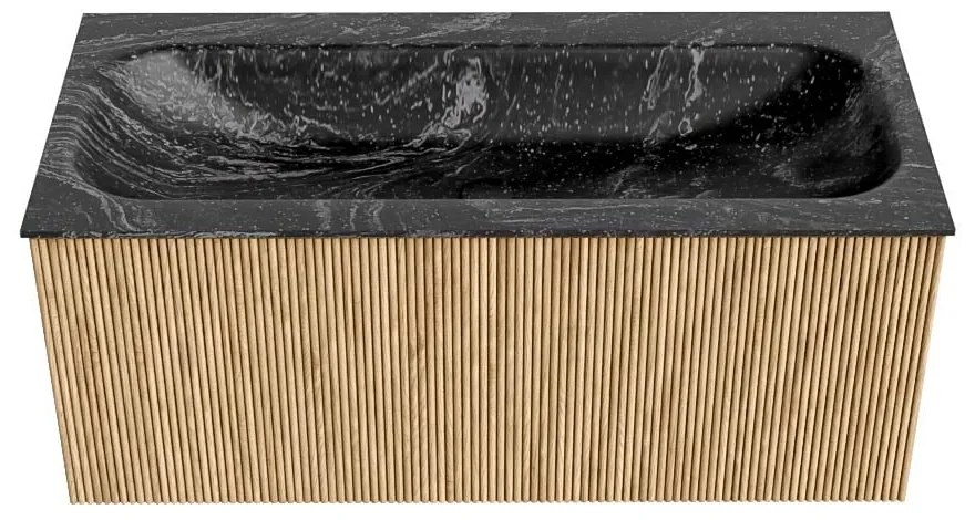 Mondiaz Kurve-dlux 100cm badmeubel oak met 1 lade en wastafel big medium midden 1 kraangat lava