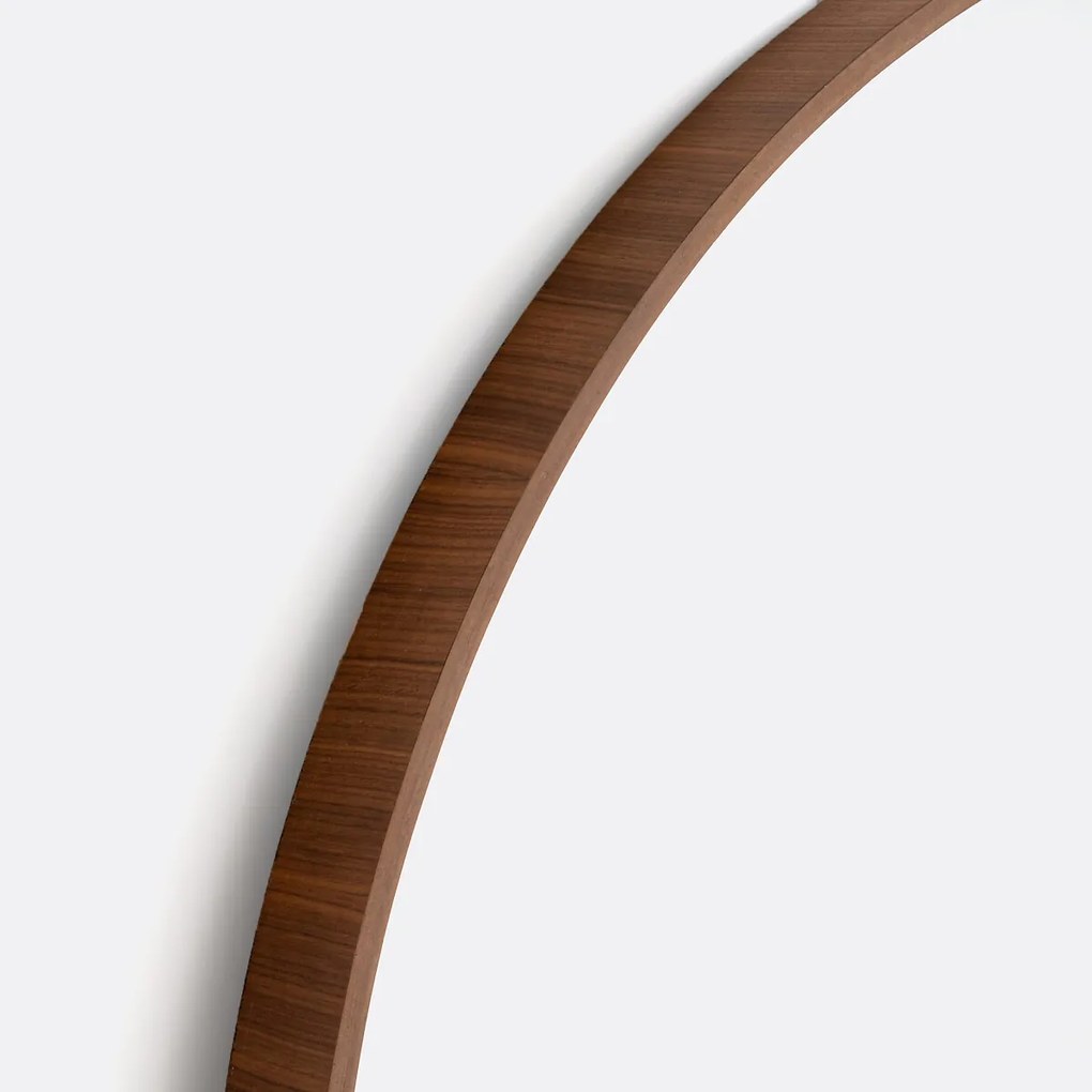 Ronde spiegel fineer notenhout Ø100 cm, Alaria