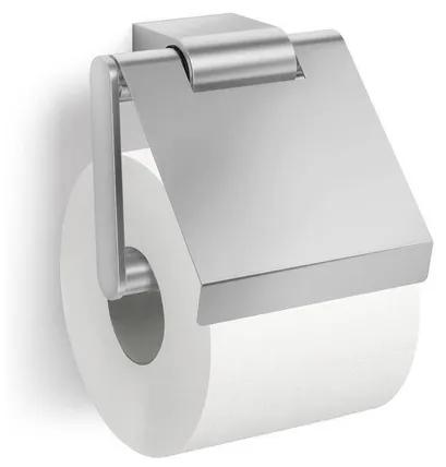Zack Atore toiletrolhouder met klep 12.4x12.4x5.4cm RVS Mat 40415