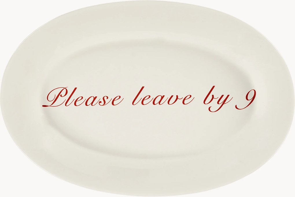 Handgemaakt serveerplateau Please Leave By 9