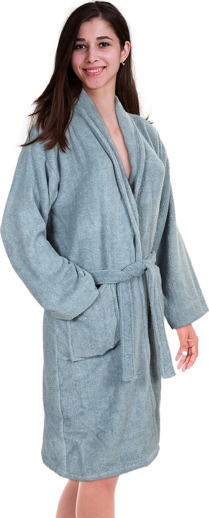Badjas - 100% Katoen, waarvan 50% Gerecyclede Katoen - GRS Gecertificeerd - Maat S - Cashmere Blue