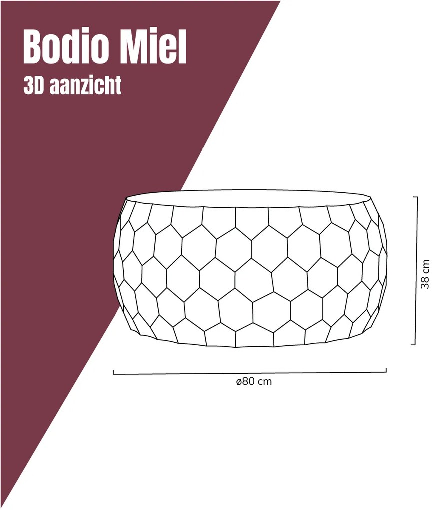 Ronde Salontafel Hout Met Patroon - 80 X 80cm.