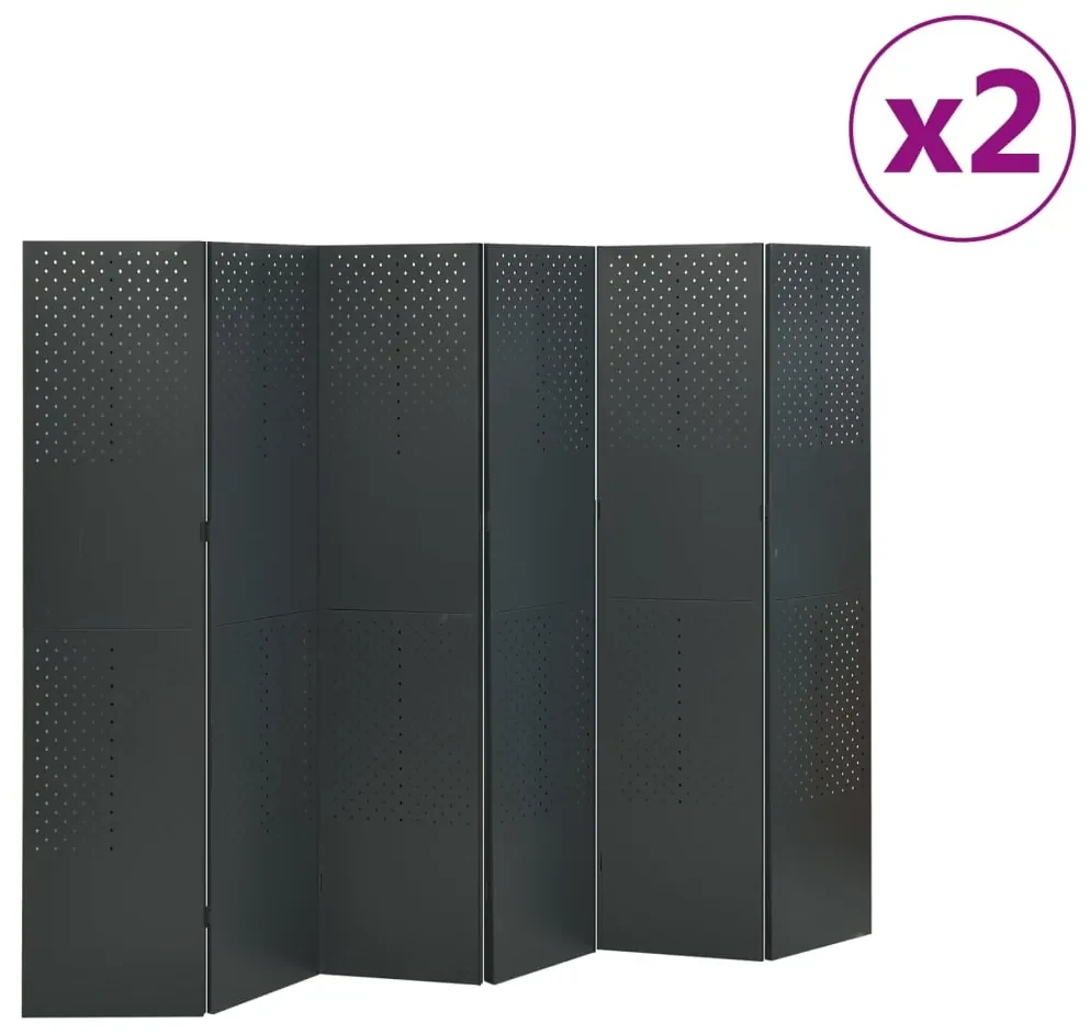 vidaXL Kamerschermen 2 st met 6 panelen 240x180 cm staal antraciet