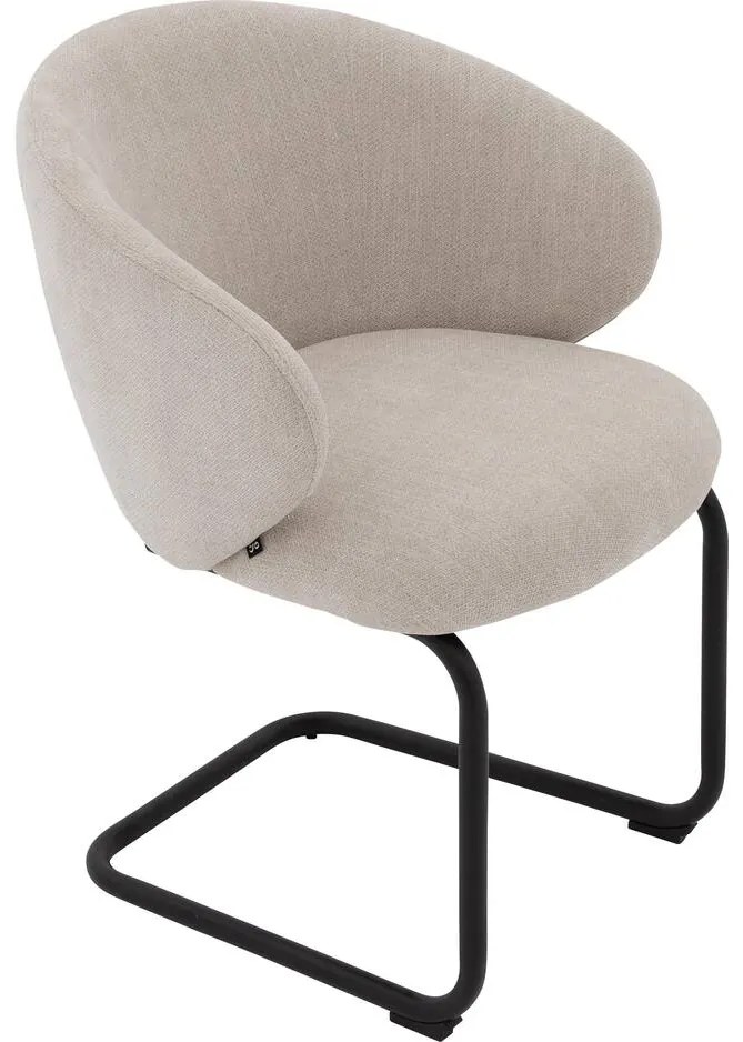 Goossens Stoel Noomi beige stof met armleuning,
