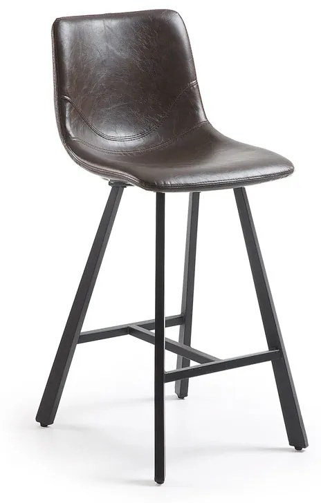 Kave Home Trap Stoere Barkruk Van PU Leder Donkerbruin