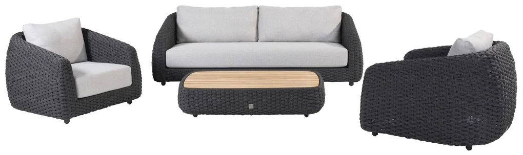 4 Seasons Outdoor Saint-Tropez loungeset met tafel Loungeset lichtgrijs weerbestendig