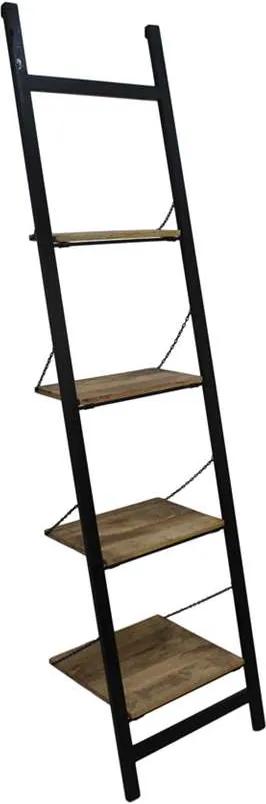 HSM Collection decoratieve ladder Hayo - zwart/naturel - 55x40x220 cm - Leen Bakker