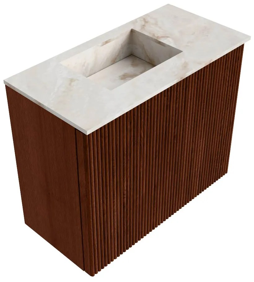 Mondiaz Joya DLux 50cm toiletmeubel ruby met wastafel faye links zonder kraangat frappe