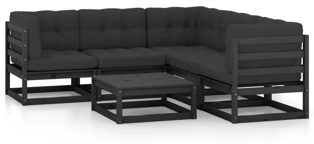 vidaXL 6-delige Loungeset met kussens massief grenenhout