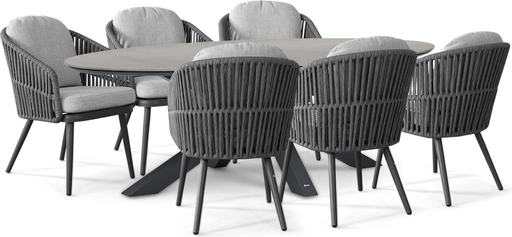 Tuinset 6 personen 240 cm Rope Grijs Santika Furniture Santika