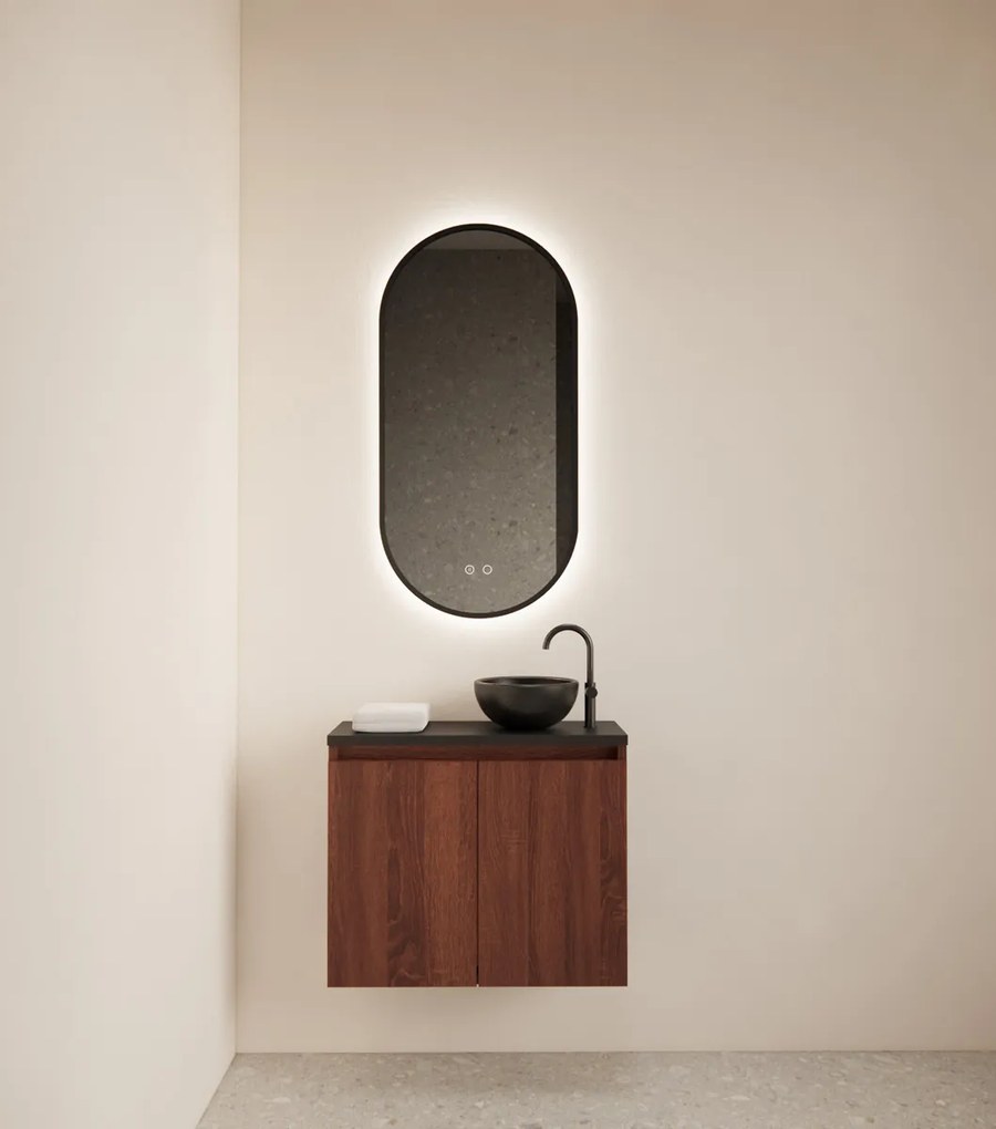 Gliss Design Echo toiletmeubel 60cm choco eiken met toppaneel zwart mat