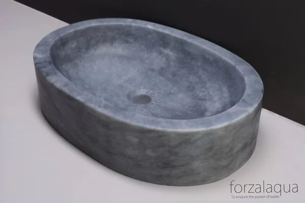 Forzalaqua Firenze waskom 50x35x12cm OVAAL Marmer gezoet blauw wit 100019